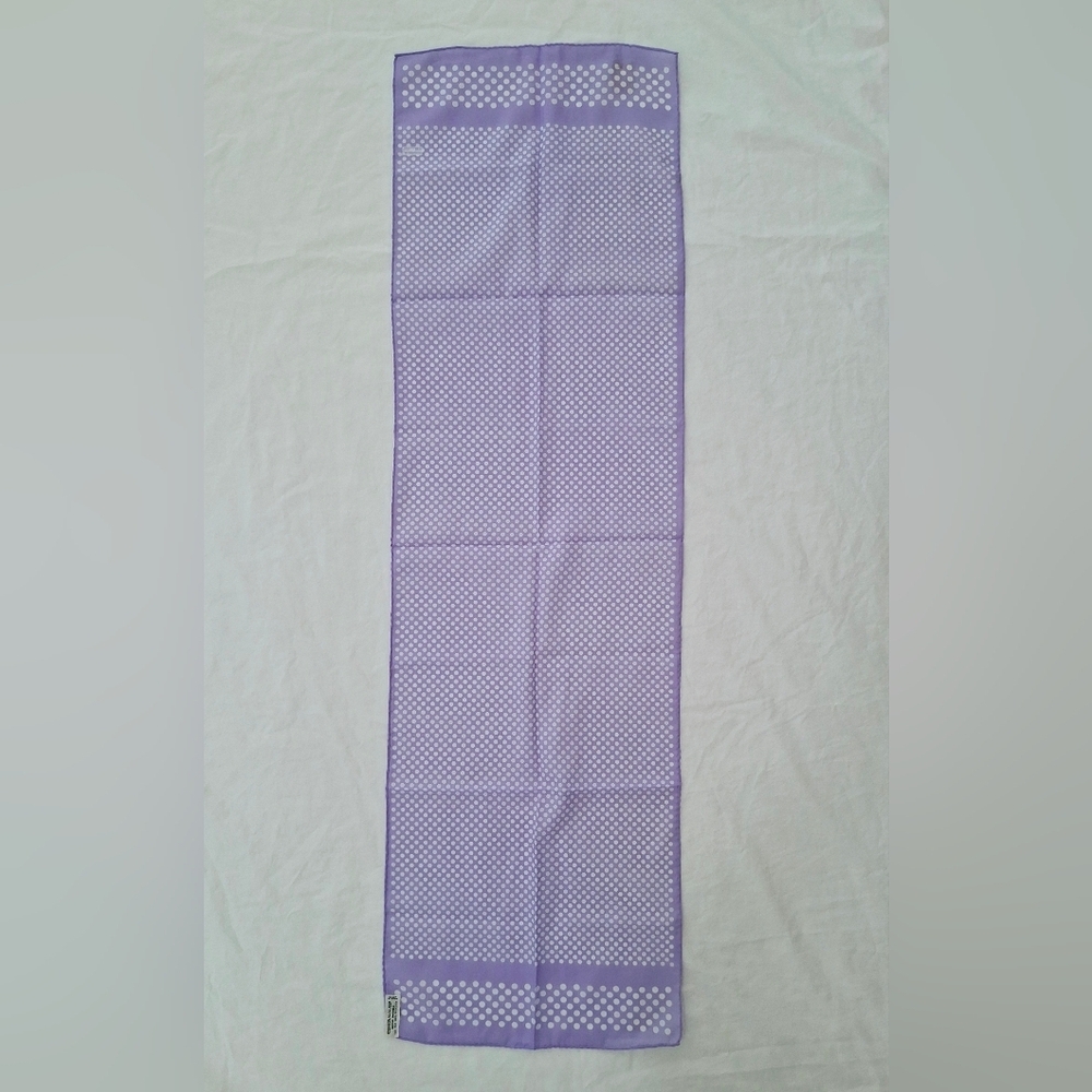 Brand New Vintage 1970's Robinson Golluber Purple White Dot Oblong Scarf - Picture 5 of 6
